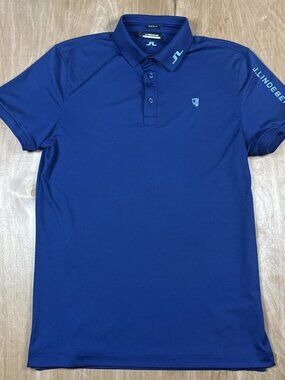 J.Lindeberg Men’s Navy Blue Short Sleeve Performance Golf Polo Size Medium